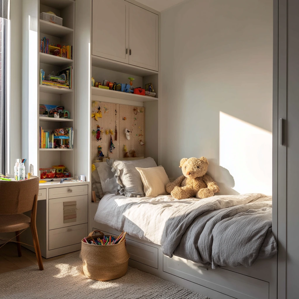 Kids Room Storage Around the Bed