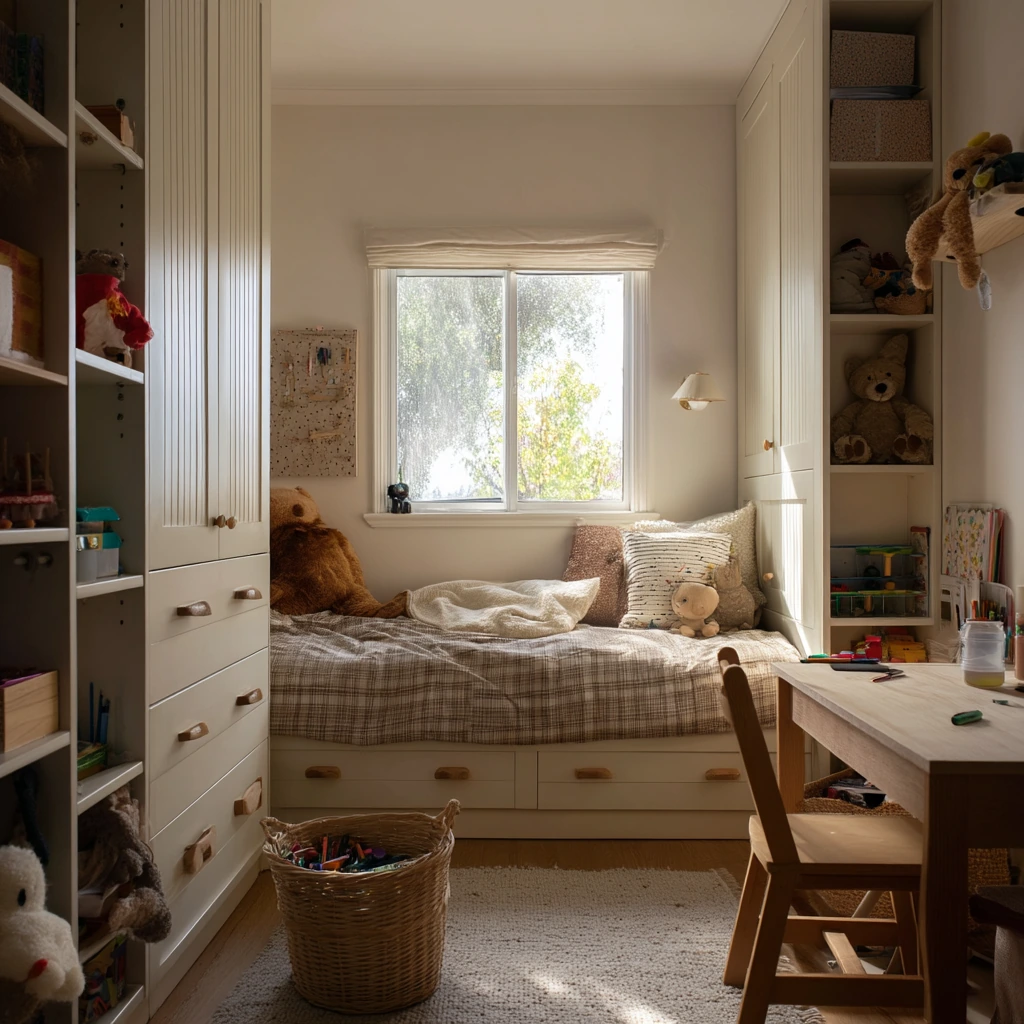 Kids Room Storage Around the Bed