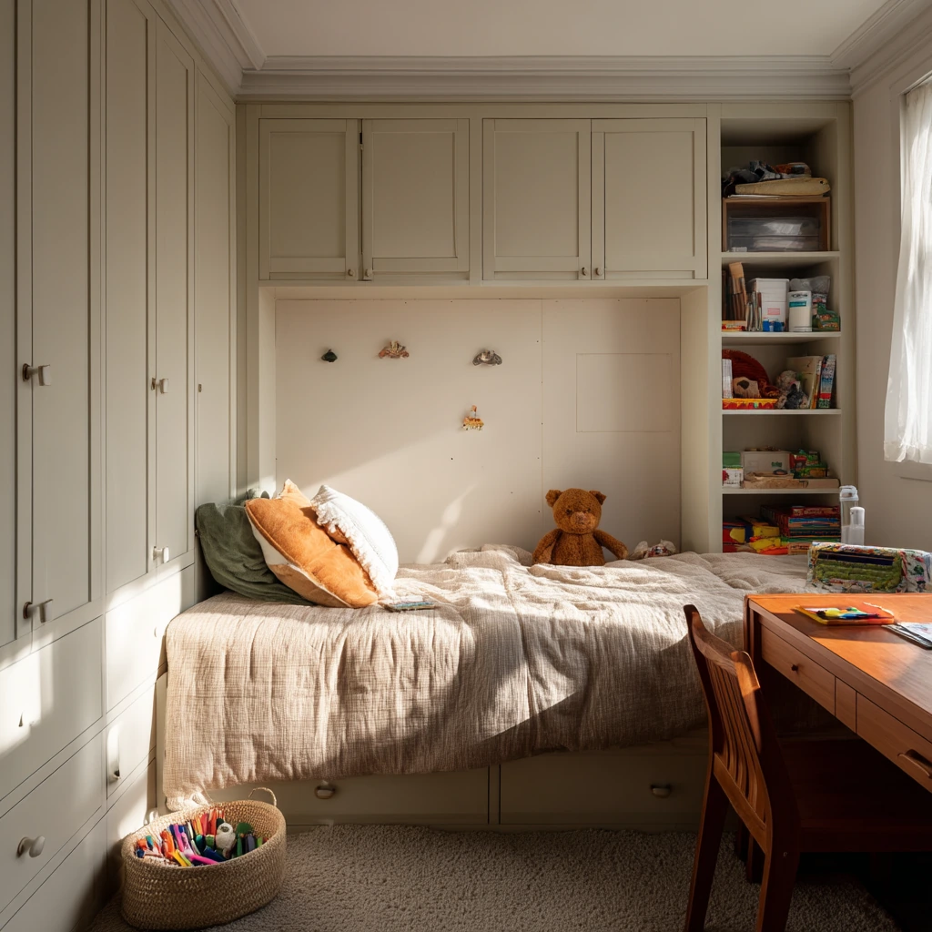 Kids Room Storage Around the Bed
