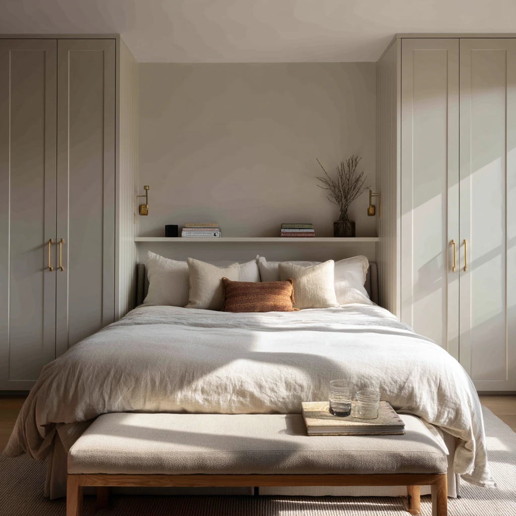 Symmetrical Bedroom Storage Wall
