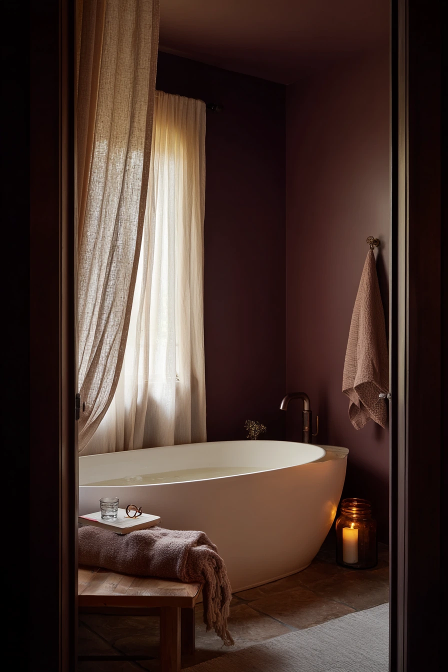 Burgundy Spa Corner with Evening Routine