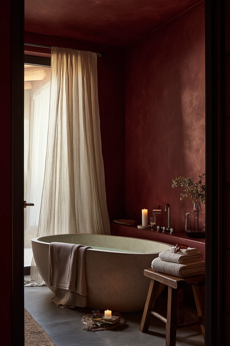 Burgundy Spa Corner with Evening Routine
