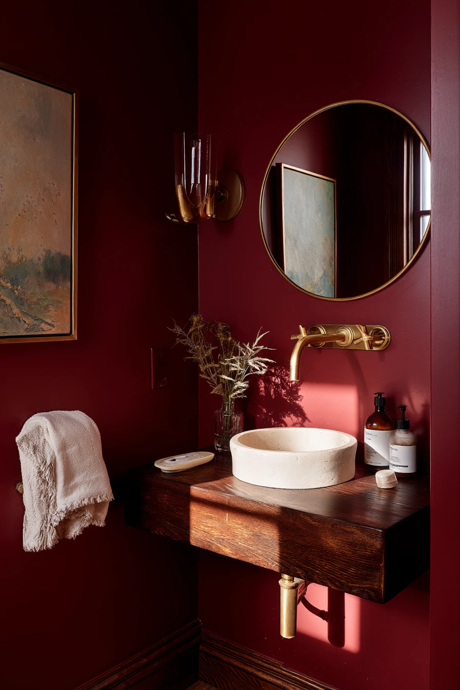 Soft Burgundy Powder Room Refresh