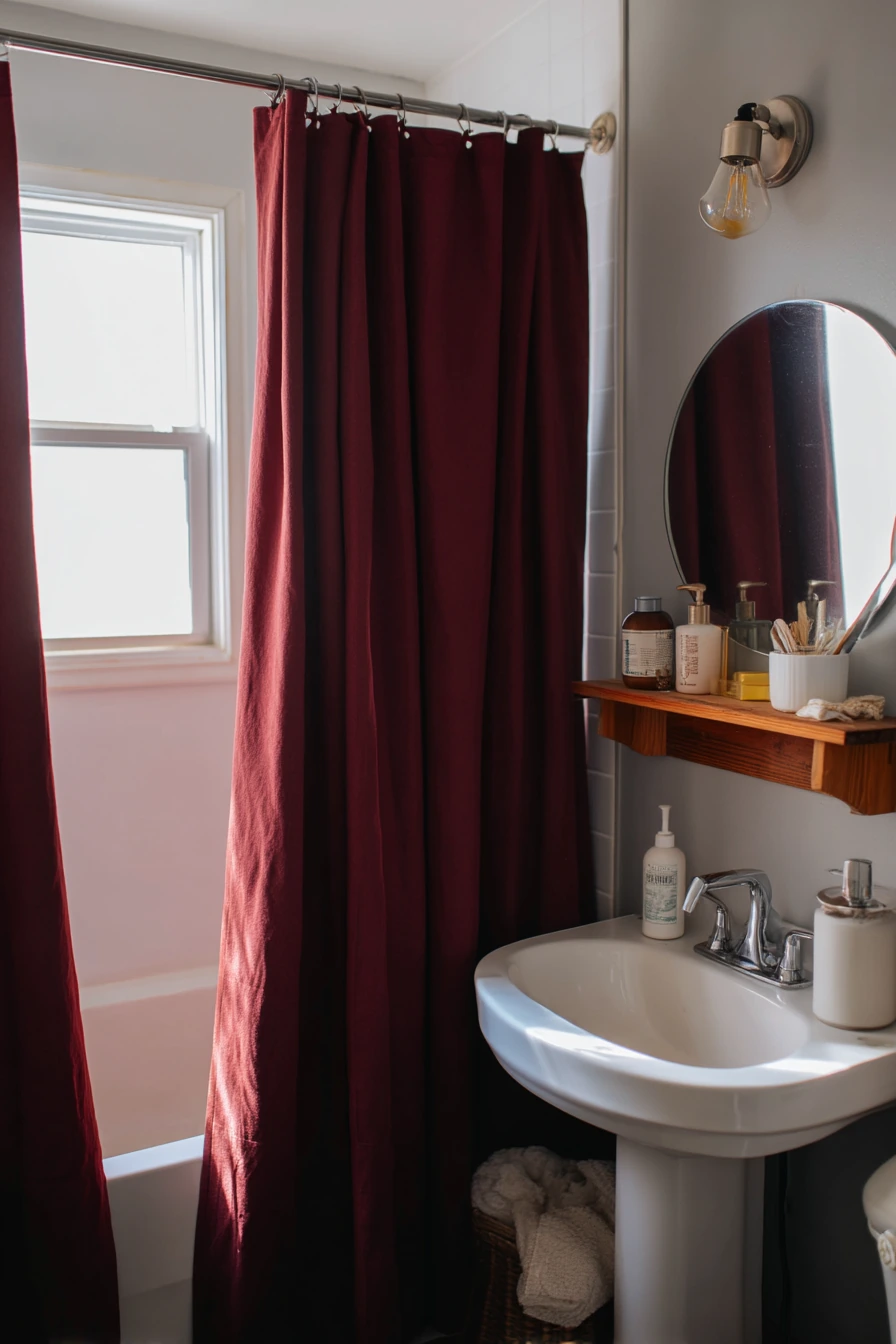 Burgundy Bathroom Ideas for a Compact Rental