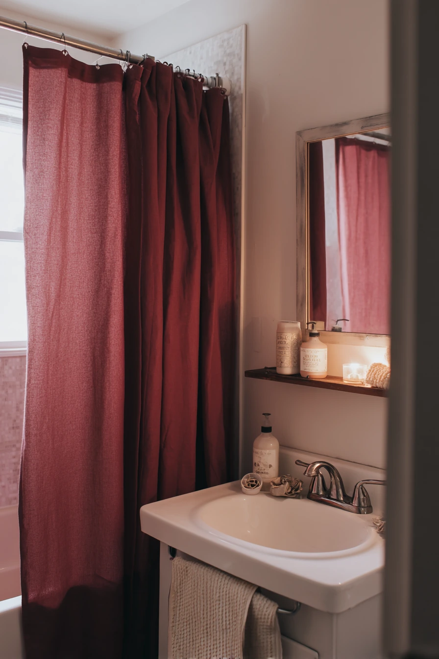 Burgundy Bathroom Ideas for a Compact Rental