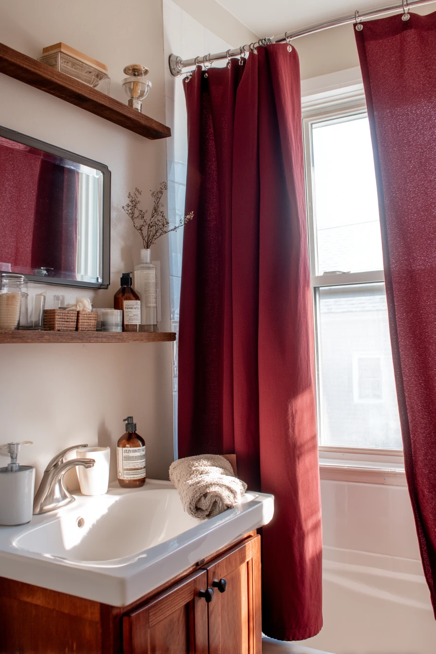 Burgundy Bathroom Ideas for a Compact Rental