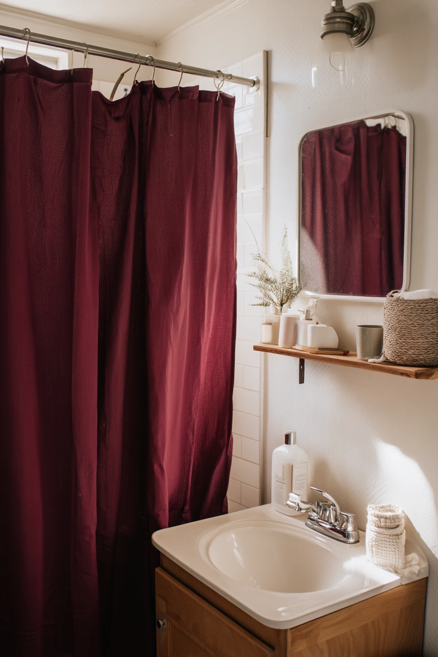 Burgundy Bathroom Ideas for a Compact Rental