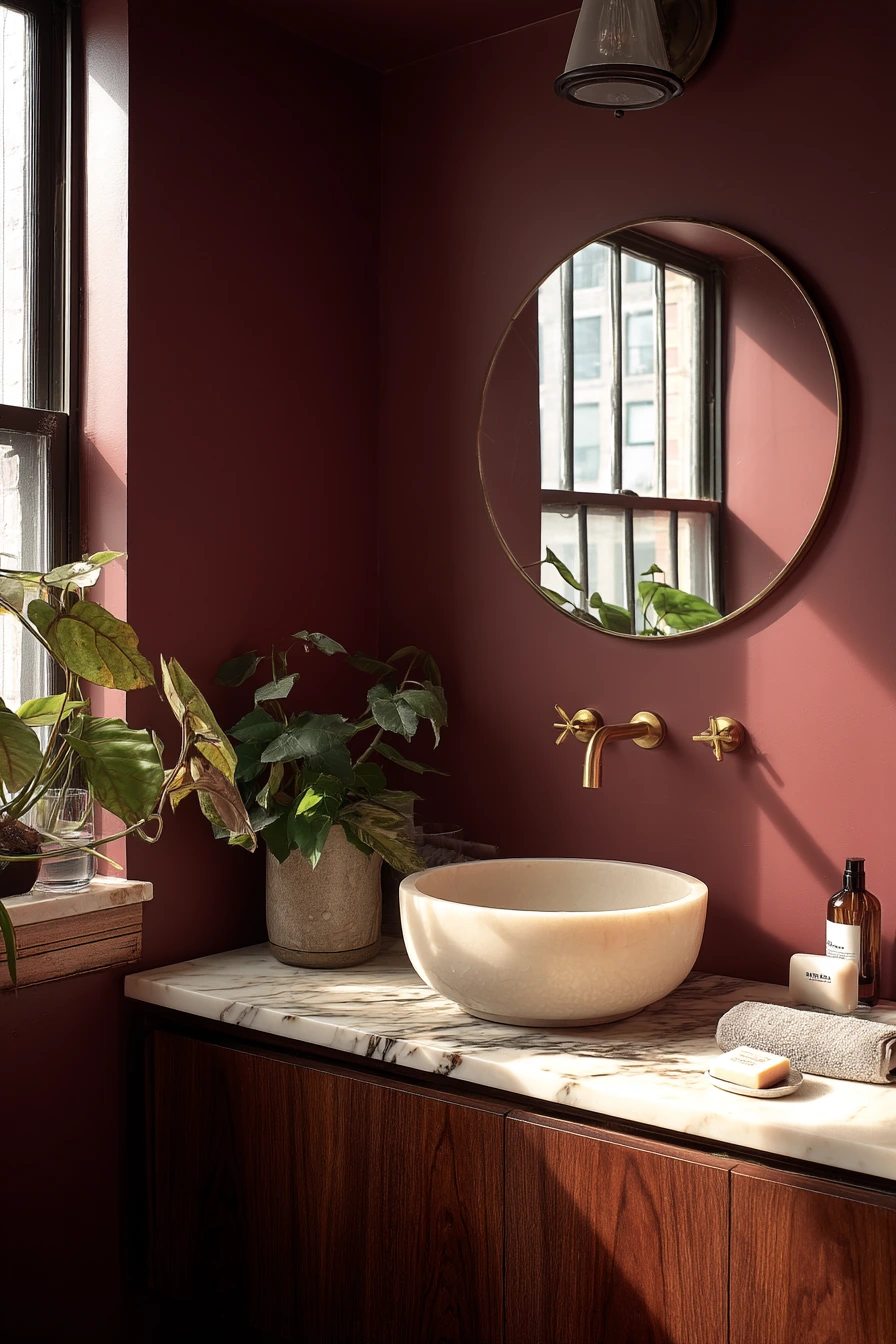 Soft Burgundy Powder Room Refresh