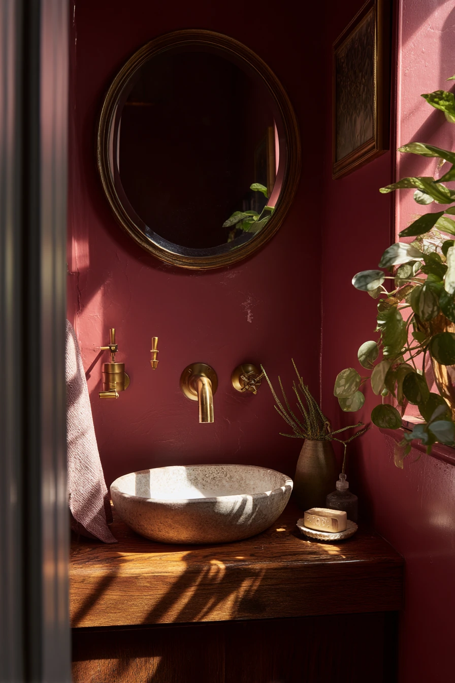 Soft Burgundy Powder Room Refresh