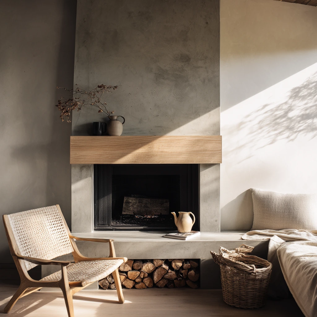 Modern Rustic Fireplace for Quiet Mornings