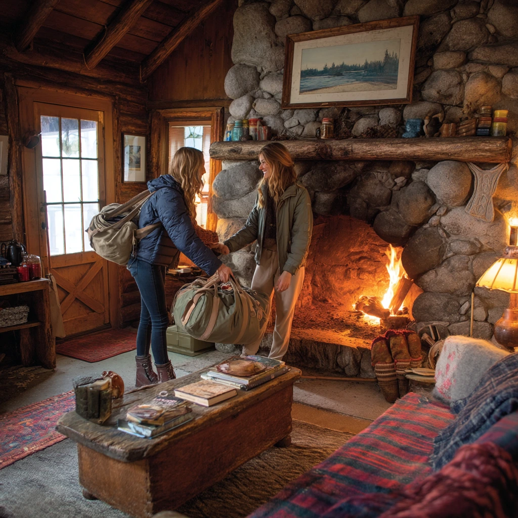 Airbnb Cabin Fireplace With Guest-Friendly Layers