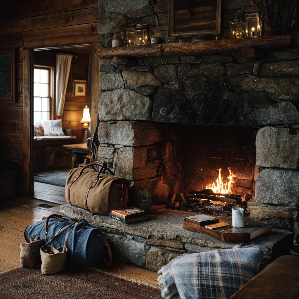 Airbnb Cabin Fireplace With Guest-Friendly Layers