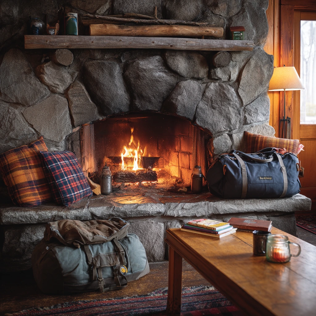 Airbnb Cabin Fireplace With Guest-Friendly Layers