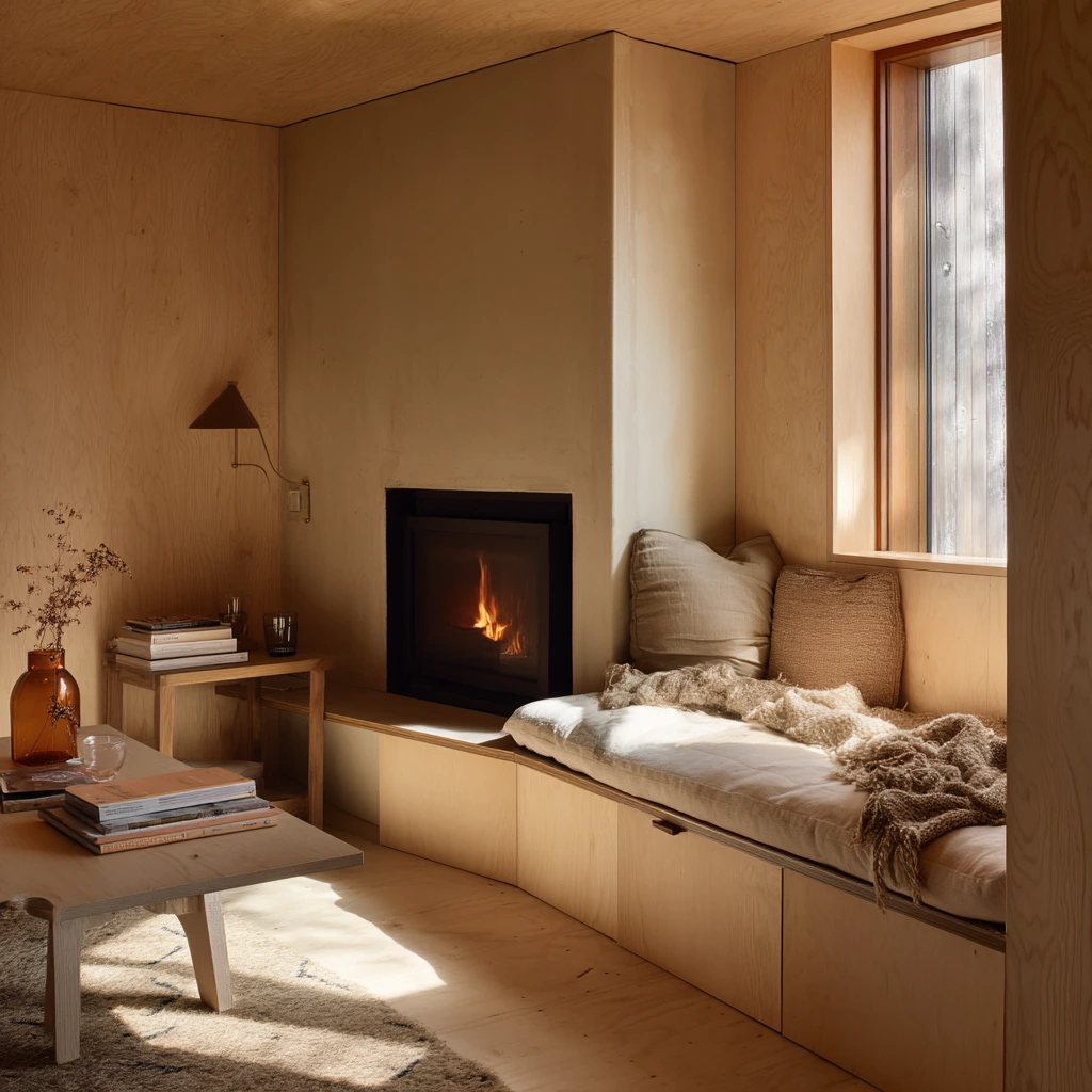 Small Cabin Fireplace Nook for Two
