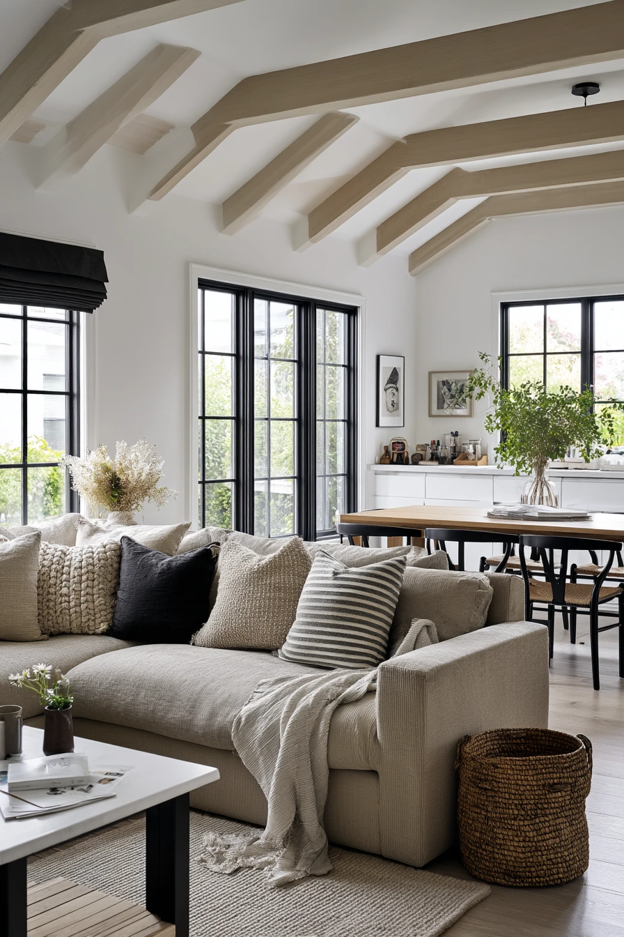 9. Open-Plan Camel Living Room