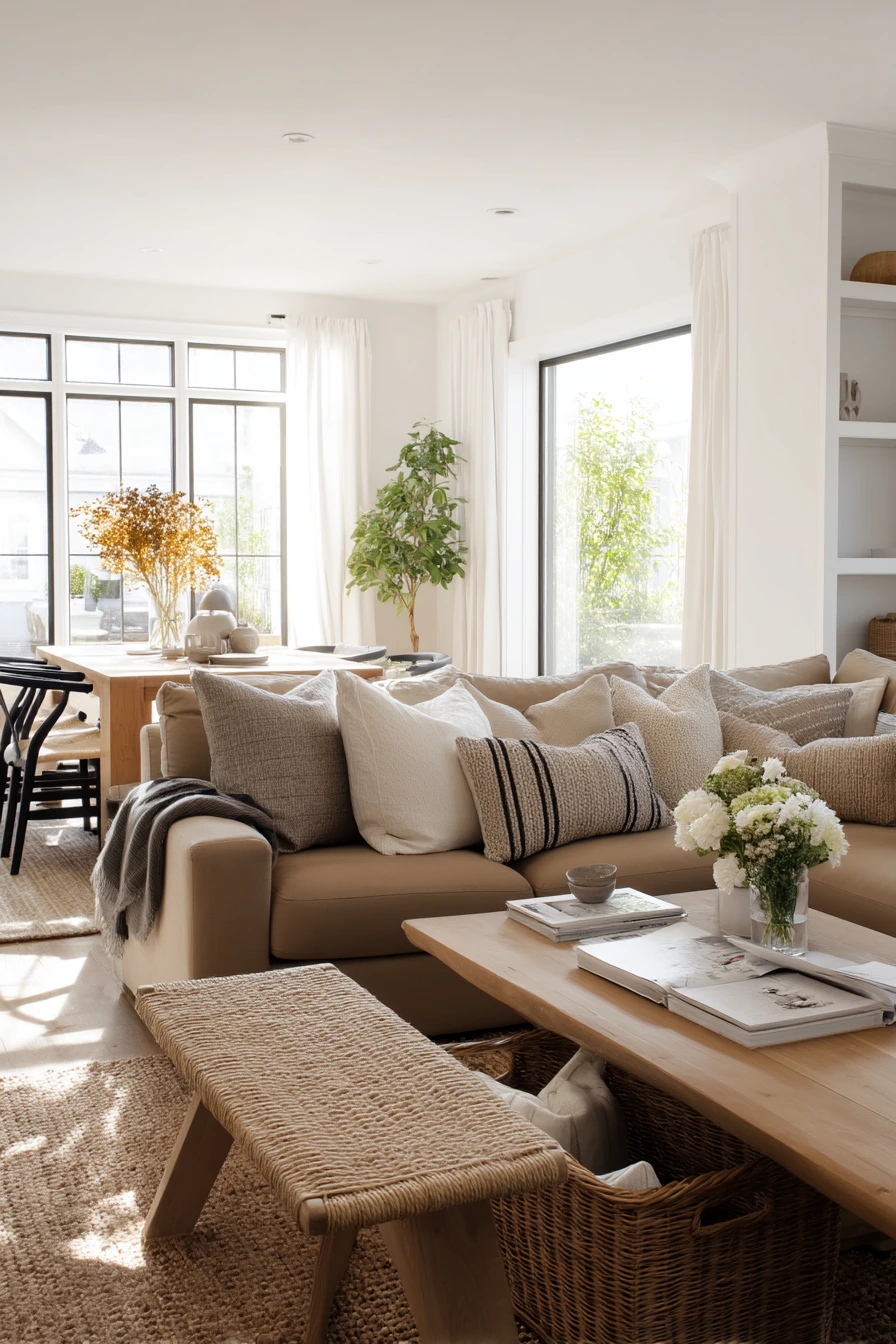 9. Open-Plan Camel Living Room