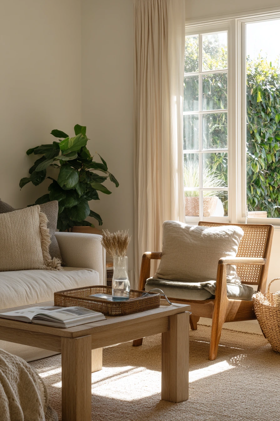 Cane Accent Chair by the Window