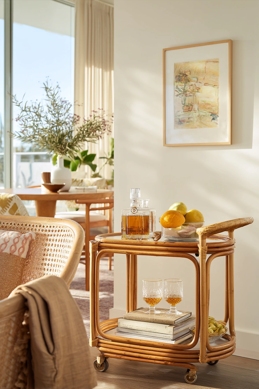 Weekend Hosting with Cane Bar Cart
