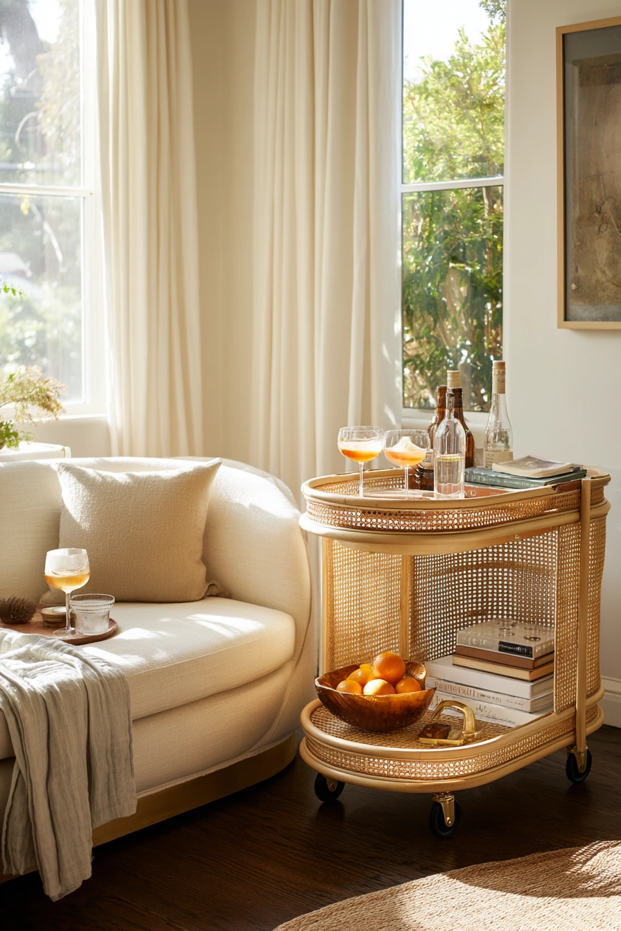 Weekend Hosting with Cane Bar Cart