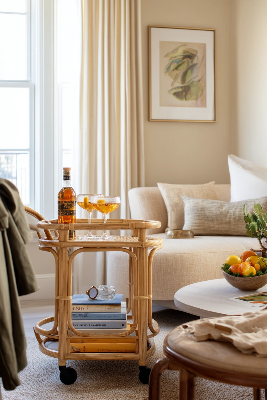 Weekend Hosting with Cane Bar Cart