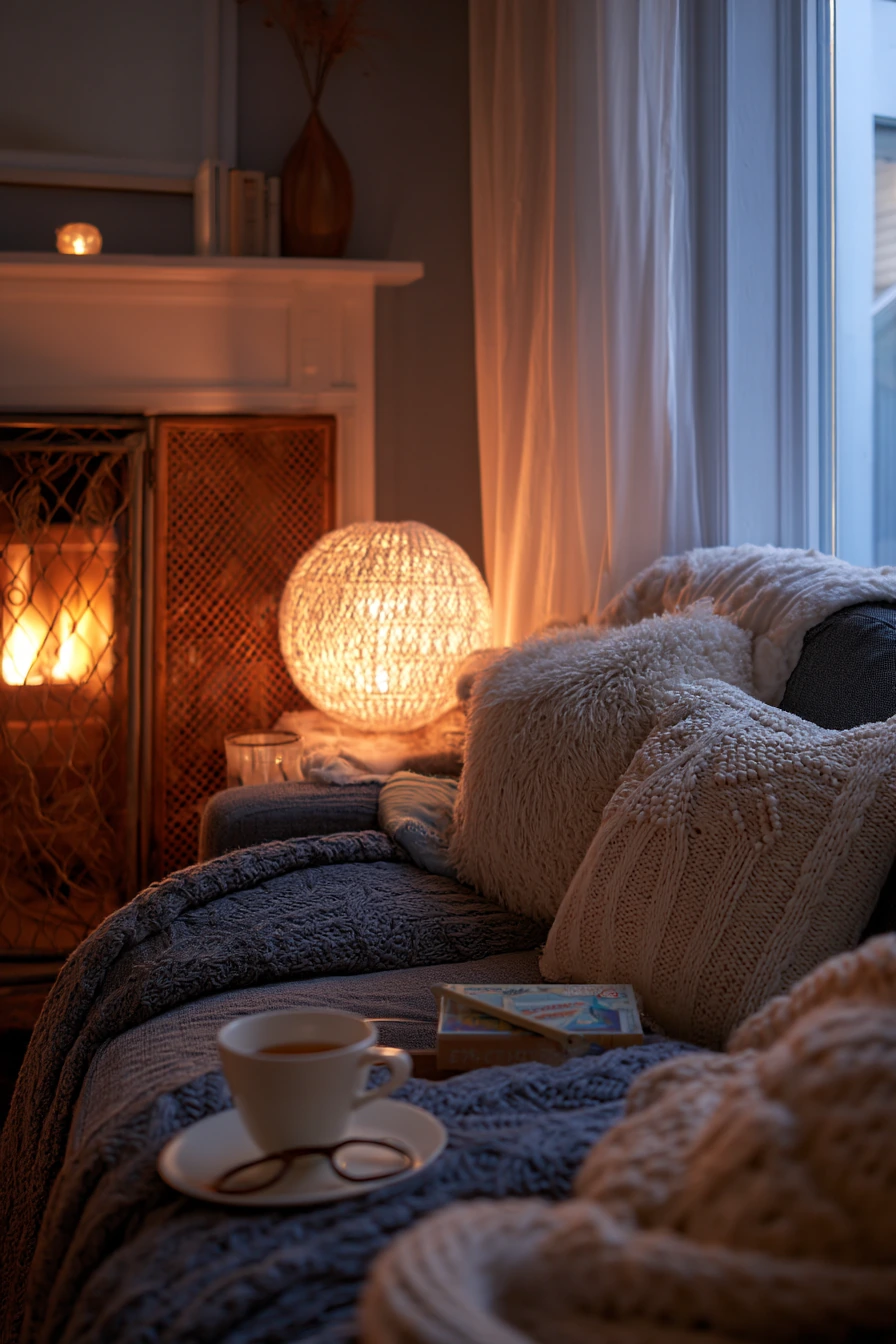Cane Living Room, Soft Winter Evening