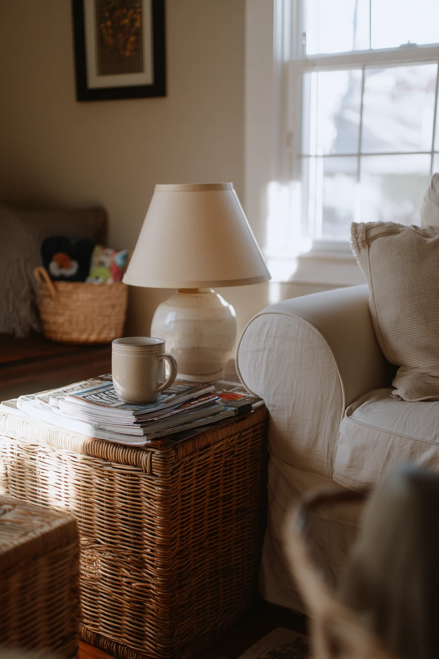 Renter-Friendly Cane Coffee Table Setup