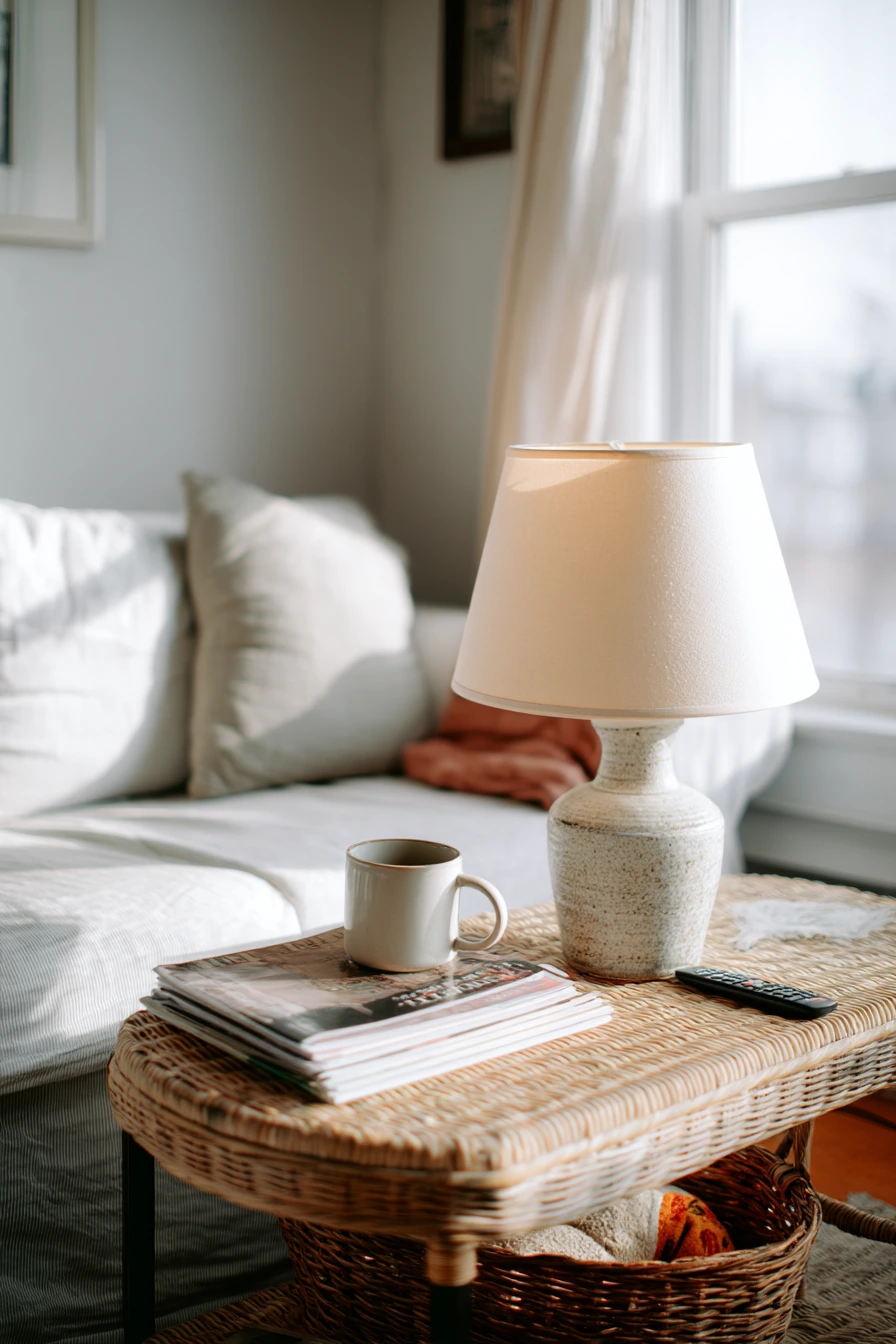 Renter-Friendly Cane Coffee Table Setup