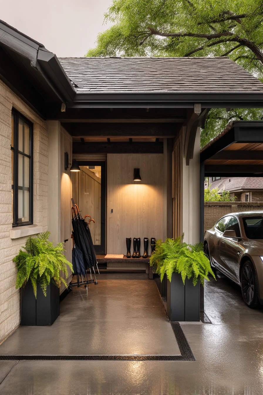 Rain-Ready Covered Porch With Mudroom Transition