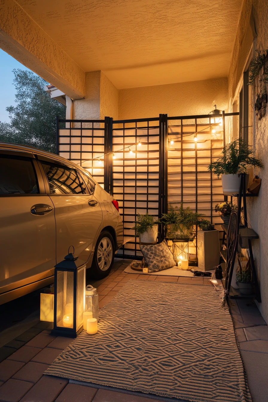 Renter-Friendly Car Porch With Temporary Privacy Layers