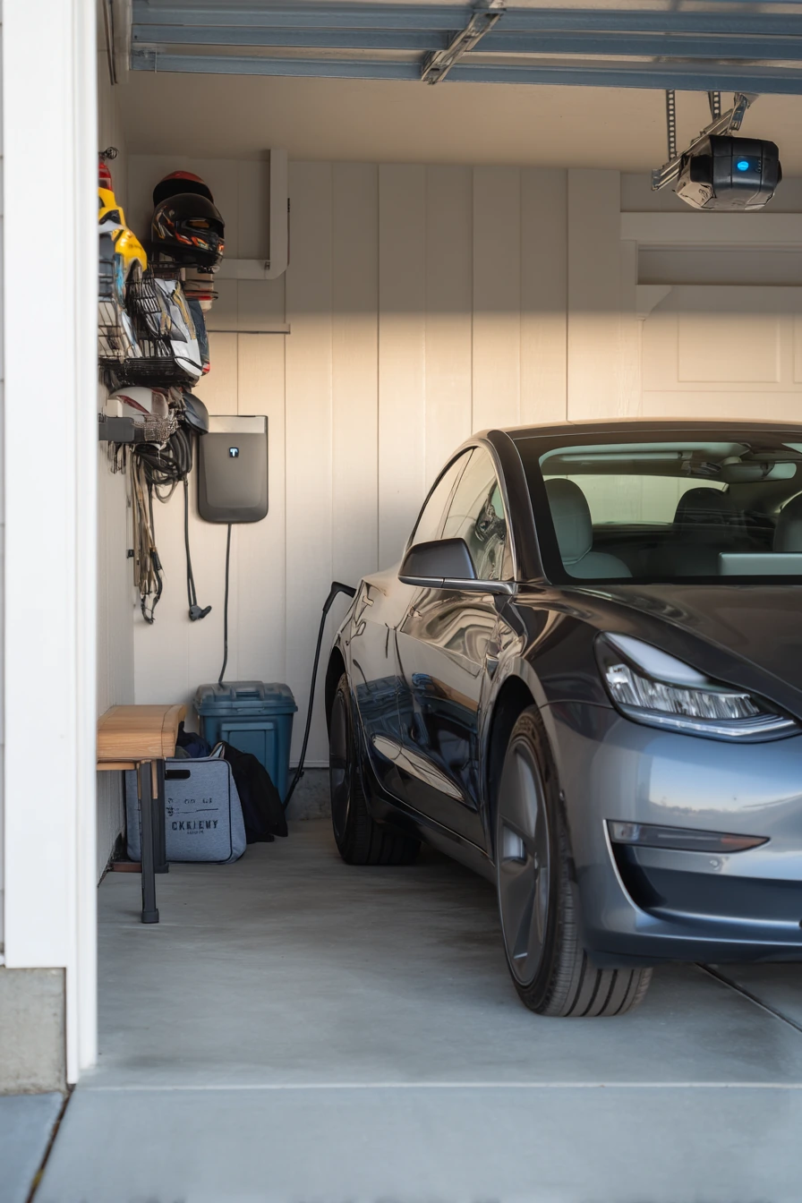 Electric Vehicle Porch With Charging and Storage