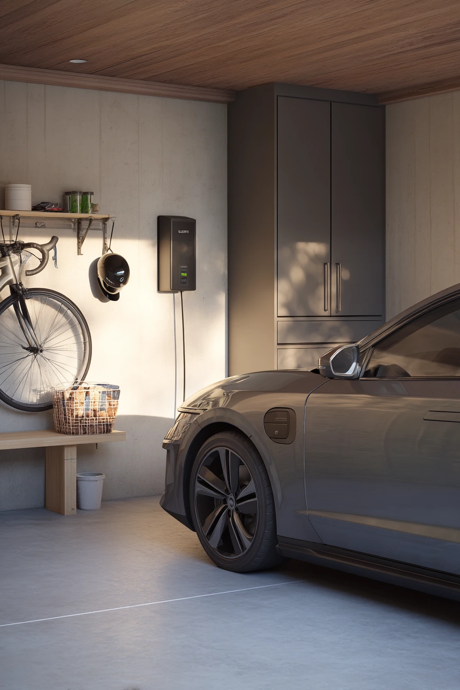 Electric Vehicle Porch With Charging and Storage