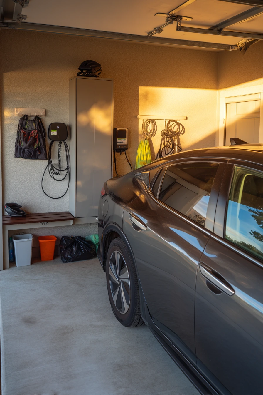 Electric Vehicle Porch With Charging and Storage