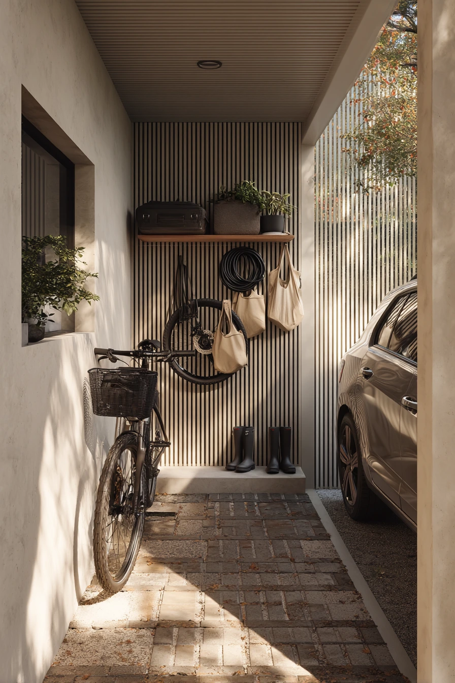 Small-Space Single Car Porch With Smart Vertical Storage