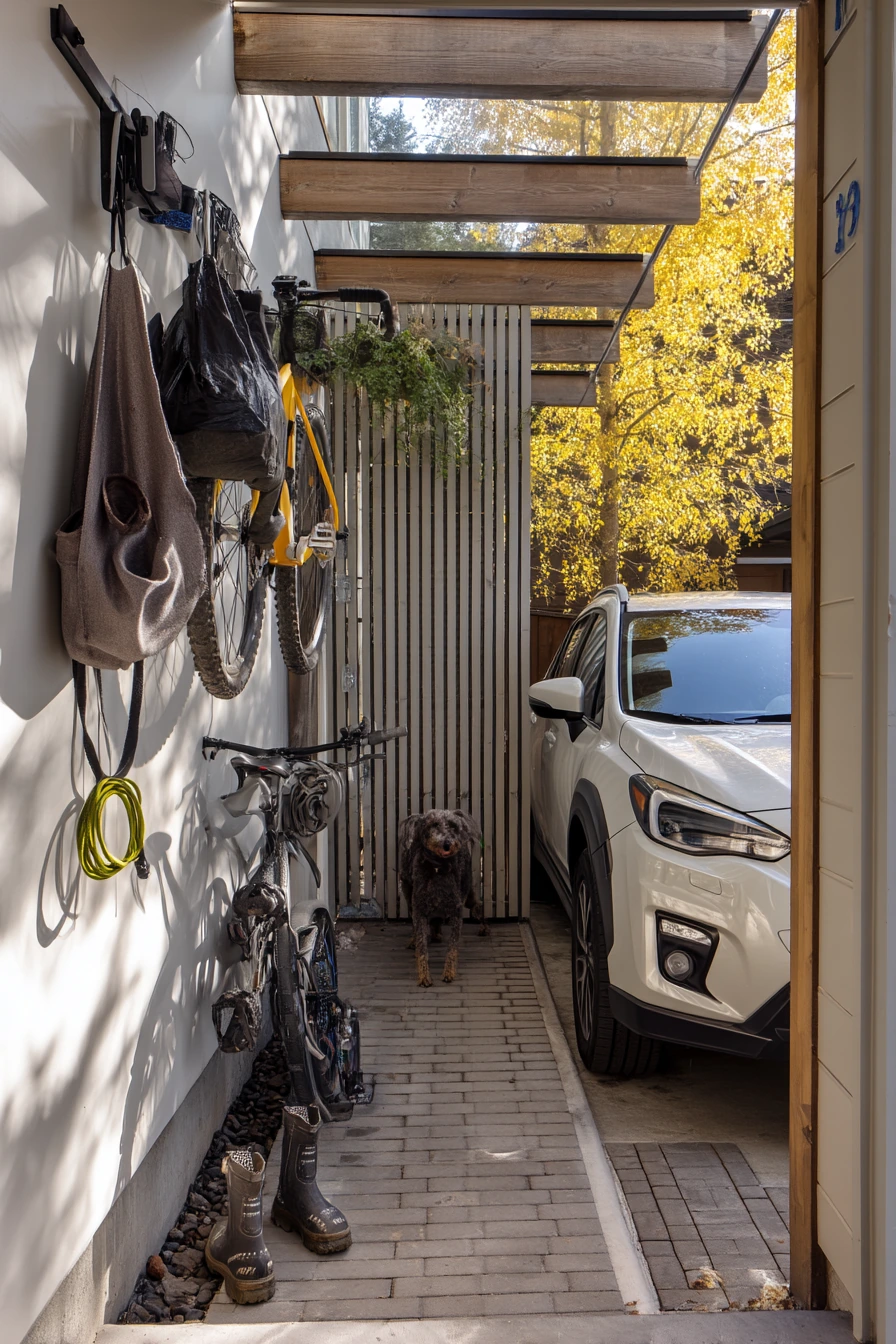 Small-Space Single Car Porch With Smart Vertical Storage