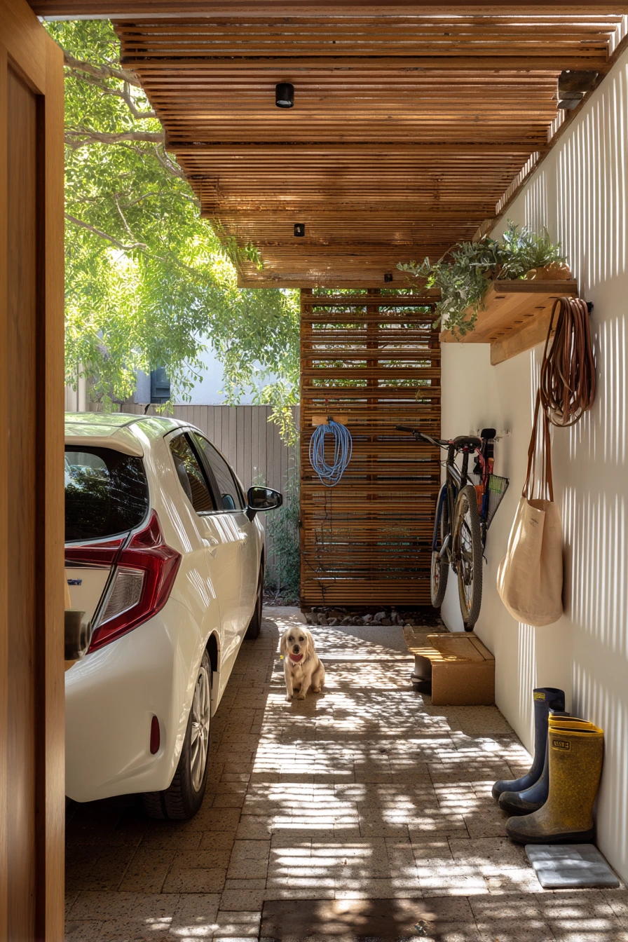 Small-Space Single Car Porch With Smart Vertical Storage