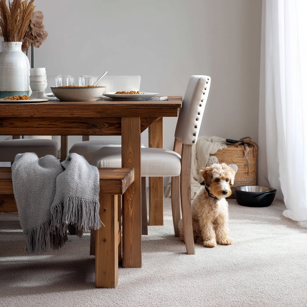 Pet-Friendly Dining Room with Durable Carpet