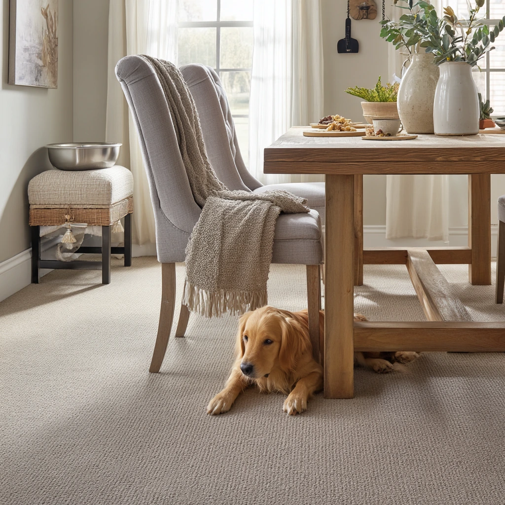 Pet-Friendly Dining Room with Durable Carpet