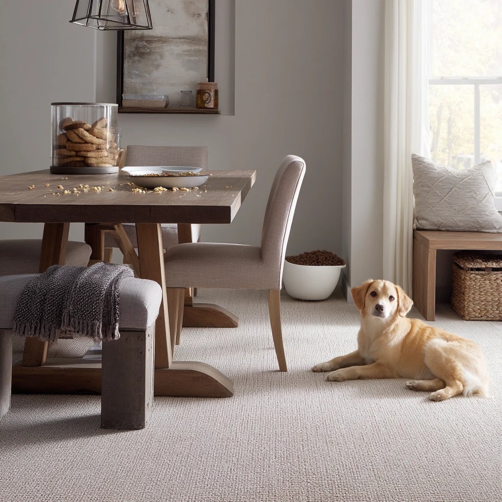Pet-Friendly Dining Room with Durable Carpet