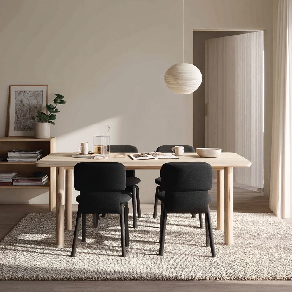Minimal Carpeted Dining Room for Quiet Daily Meals