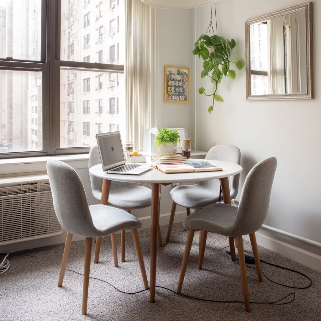 Small Apartment Dining Nook on Soft Carpet