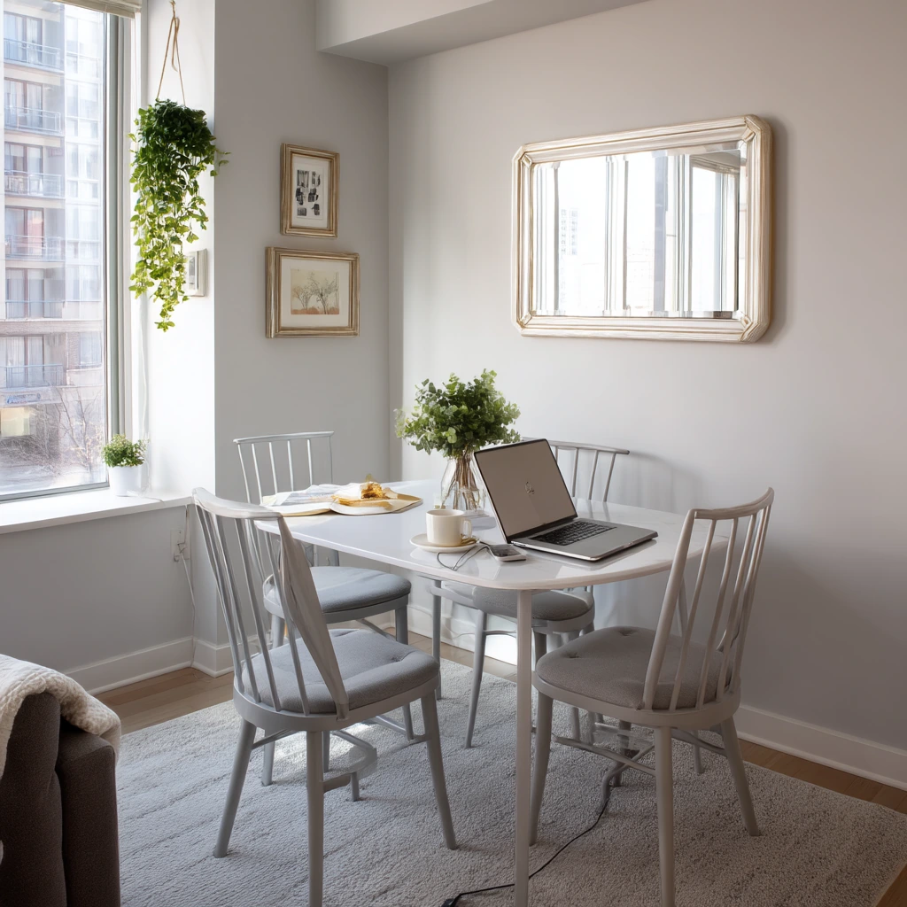 Small Apartment Dining Nook on Soft Carpet