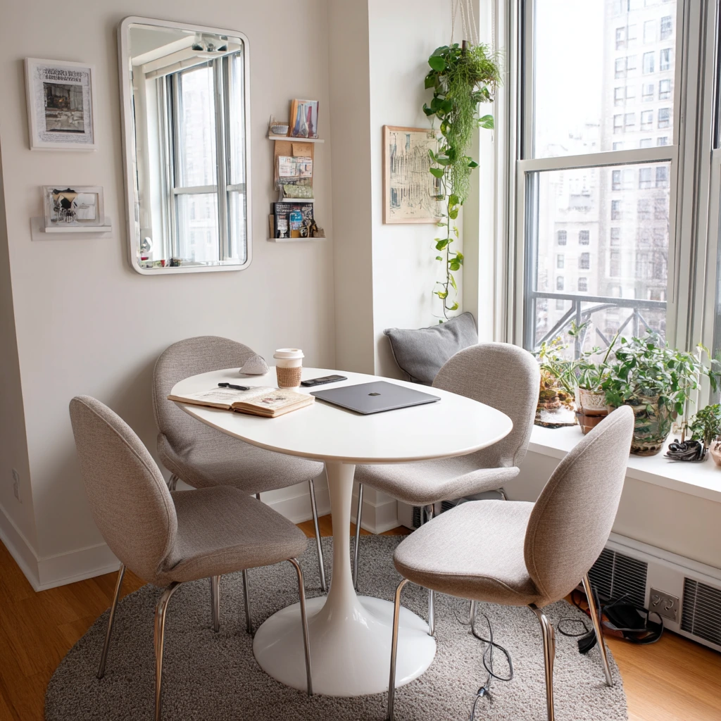 Small Apartment Dining Nook on Soft Carpet