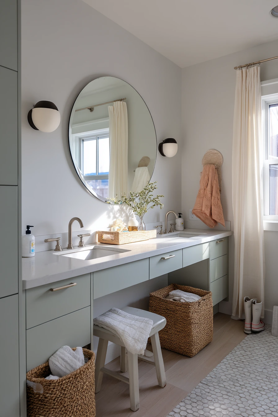 Shared Kids Bathroom, Morning Rush