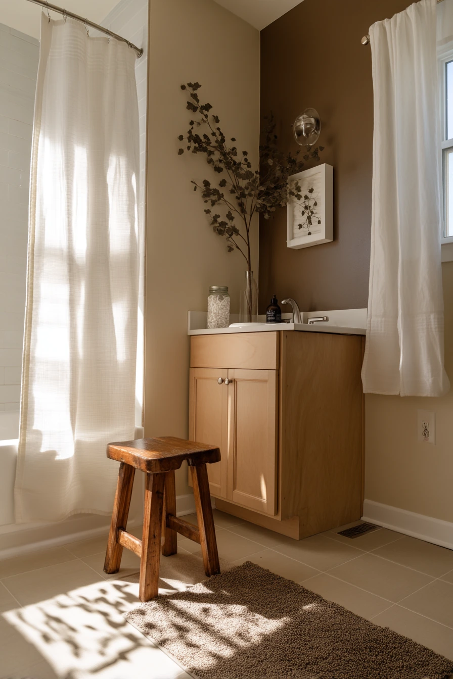 Renter-Friendly Chocolate Brown Bathroom Layer