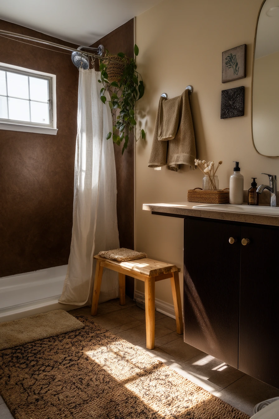 Renter-Friendly Chocolate Brown Bathroom Layer