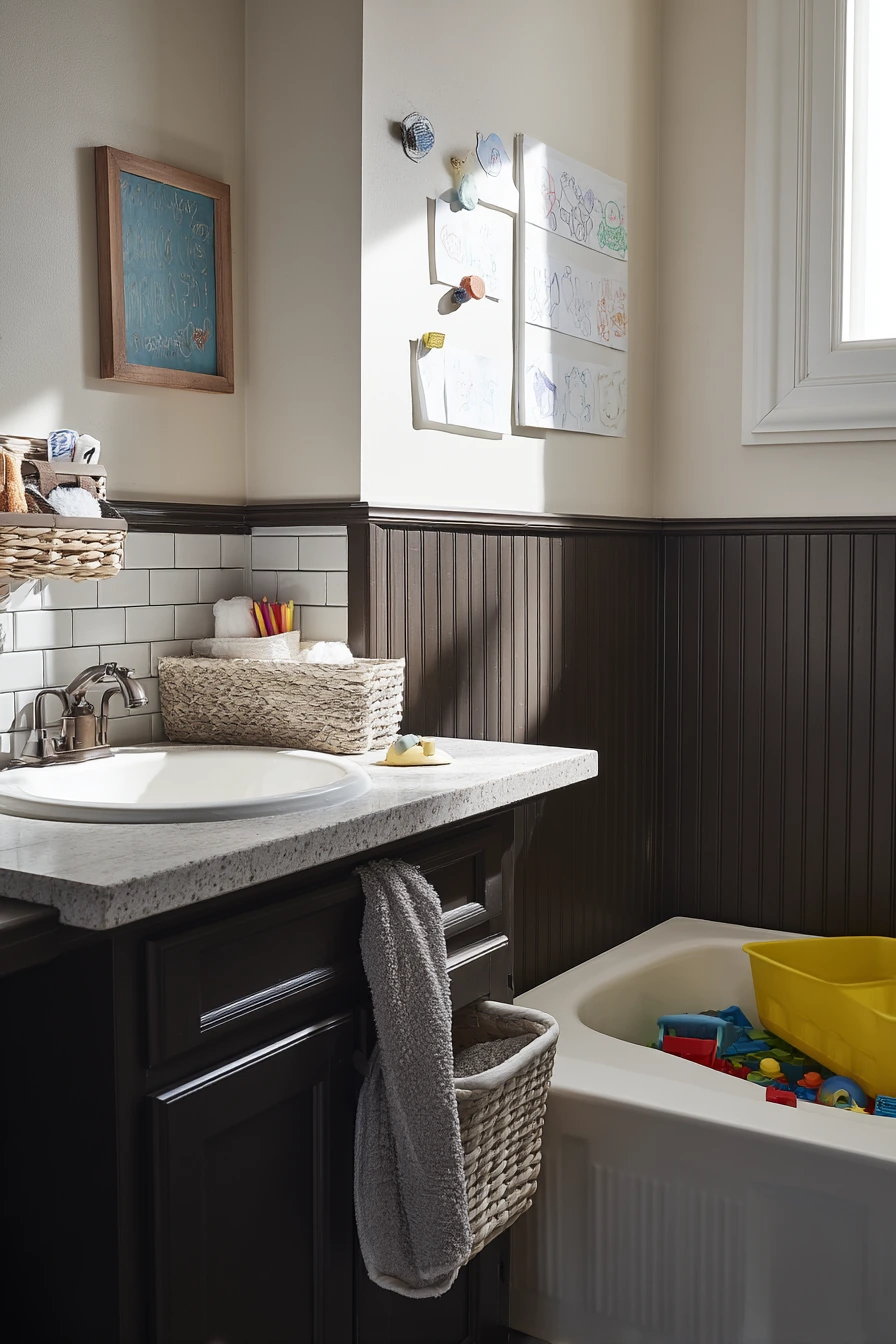 Chocolate Brown Kids Bath, Easy to Clean