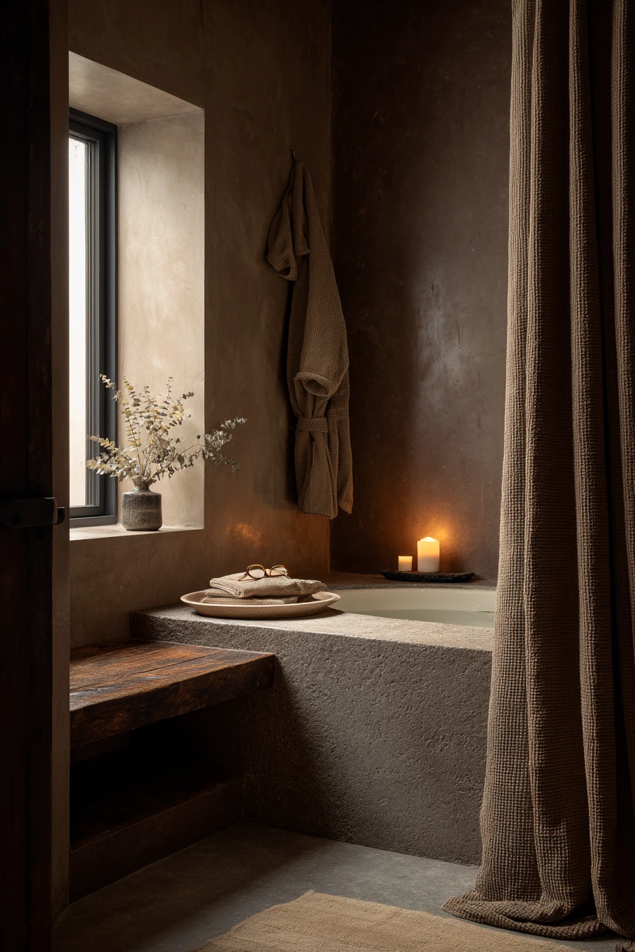 Spa Bath in Chocolate Brown and Stone
