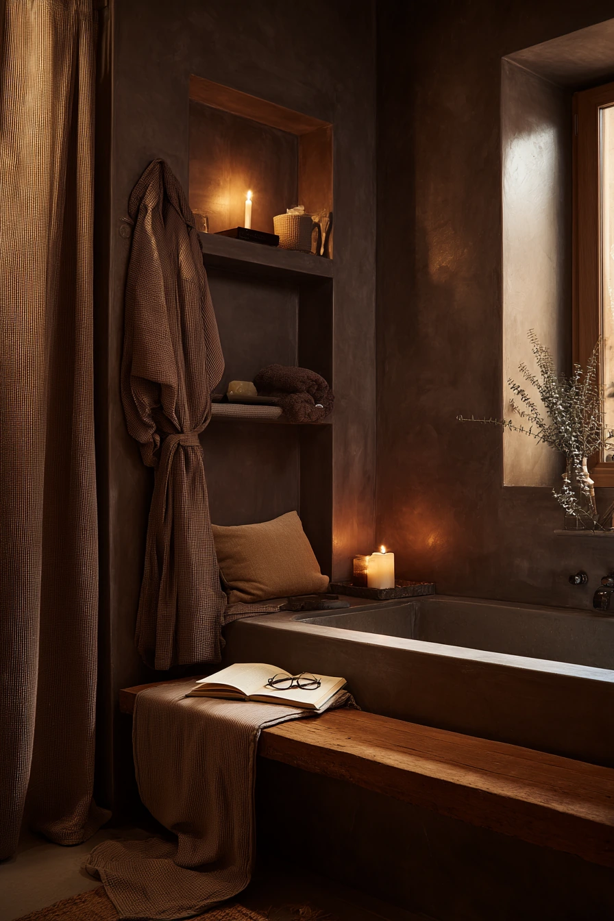 Spa Bath in Chocolate Brown and Stone