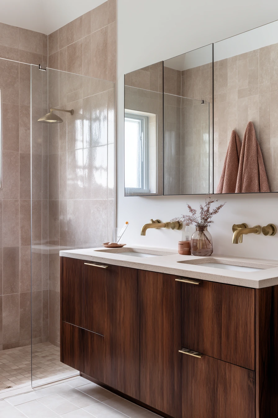 Chocolate Brown Primary Bath with Morning Routine