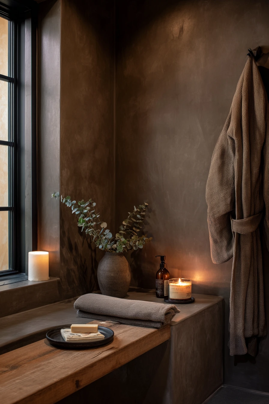 Spa Bath in Chocolate Brown and Stone